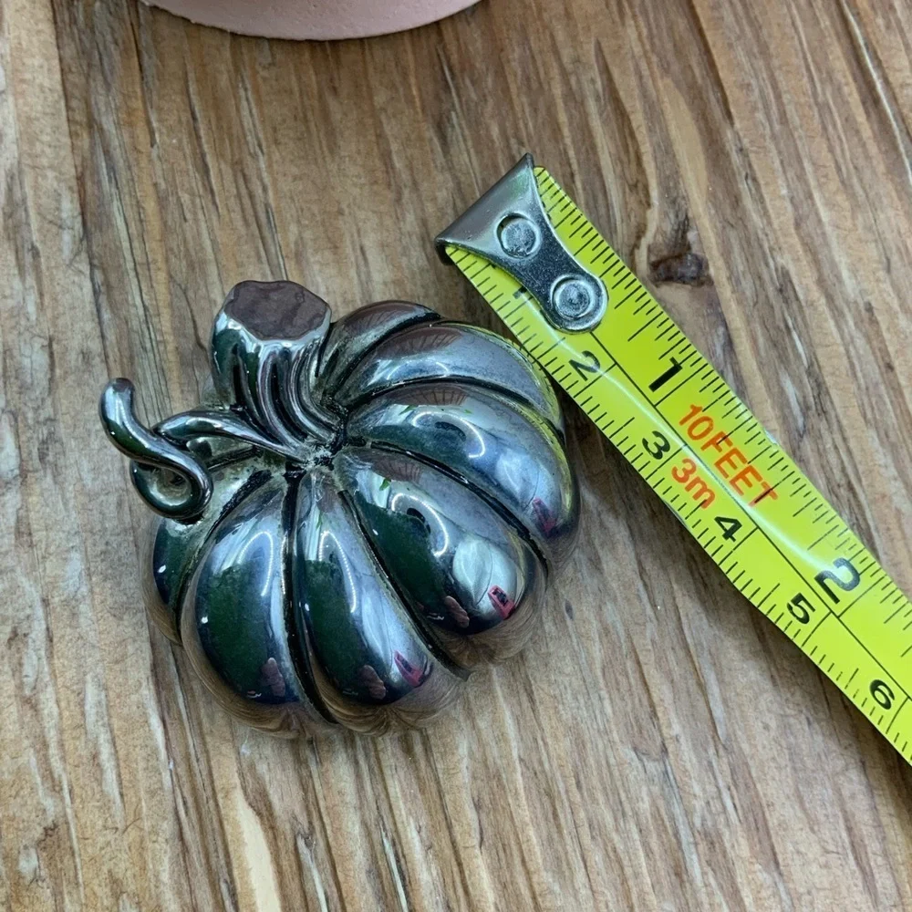 Best Vintage Silver Tone Pumpkin Pendant Brooch